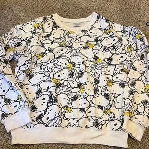 Peanuts Snoopy and Woodstock cotton crewneck sweatshirt